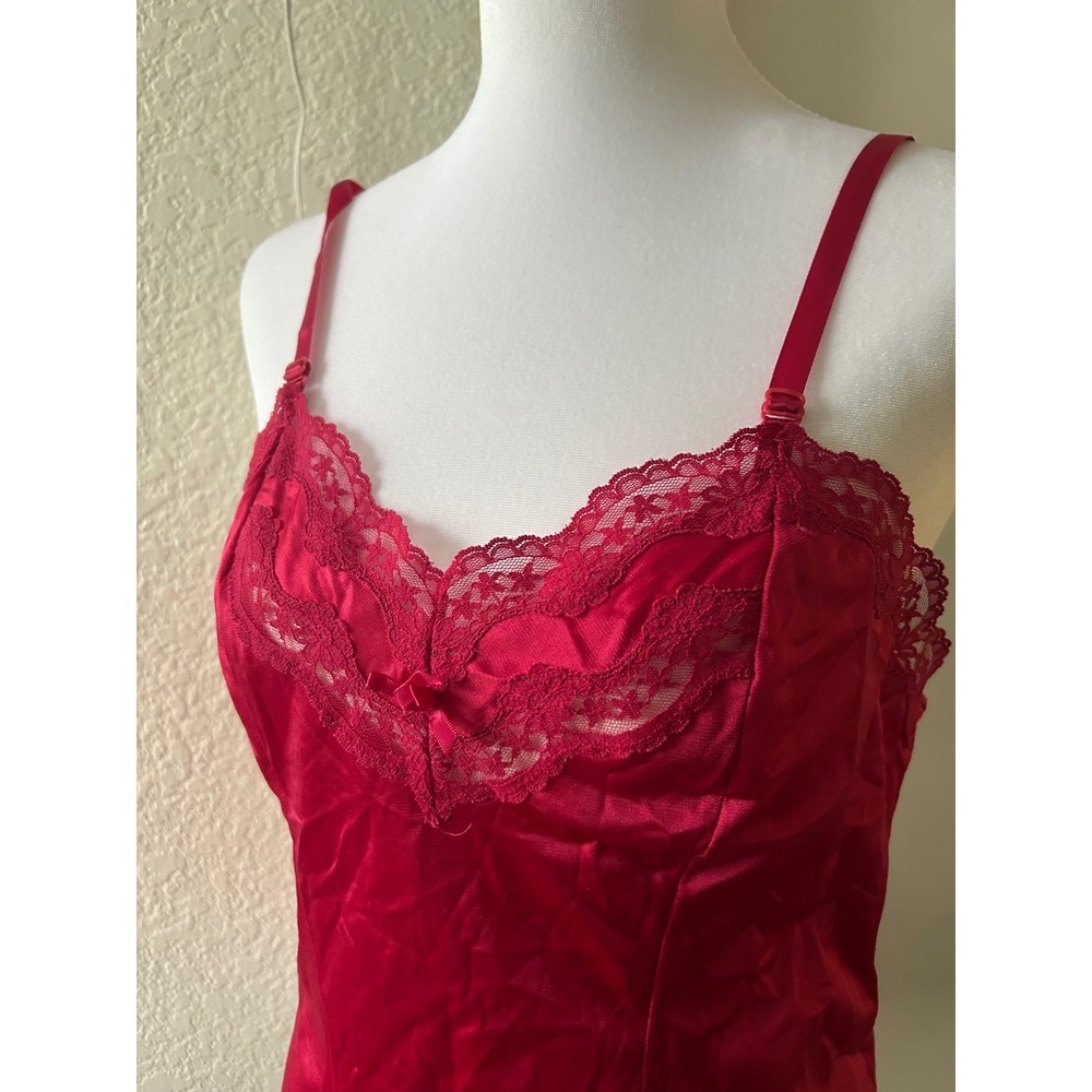 Secret‎ Accents Red Lace Trim Satin Cami Tank Top Layer S Coquette Fairy - Picture 4 of 12